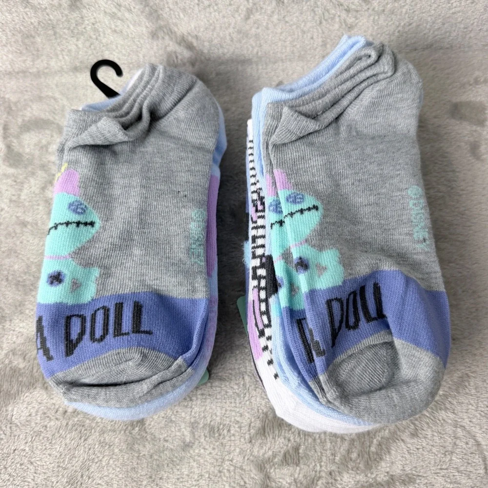 Disney Stitch No-Show Socks Cotton Blend Kids Size 9-11 Gray‎ Blue 10 Pairs NWT